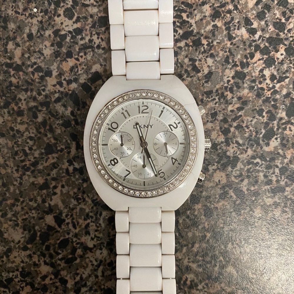 DKNY white ceramic watch